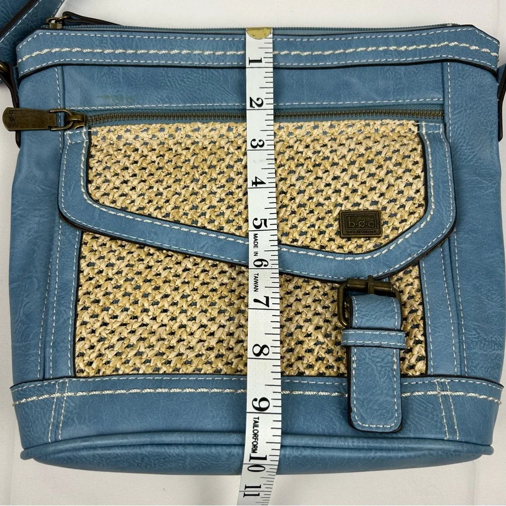 BOC Born Concept Crossbody Shoulder Purse Faux Leather Blue Denim Color - Picture 11 of 13